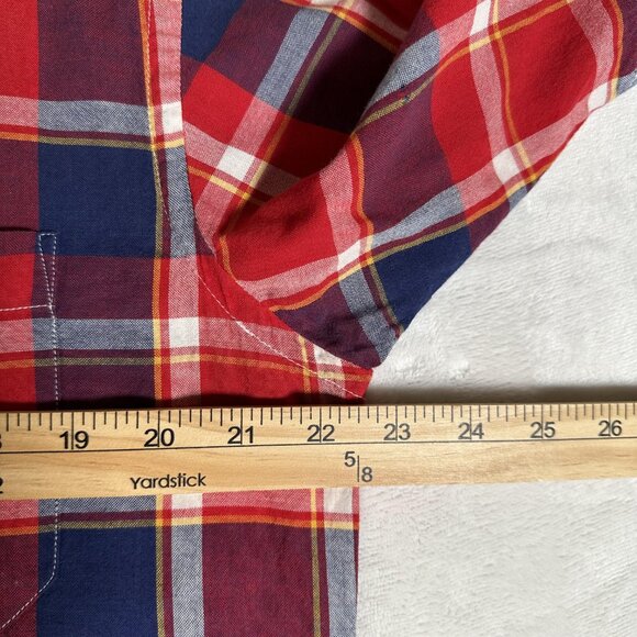Pendleton Shirt Men Size L Red Plaid Short Sleeve 100% Cotton Single Pocket Surf - Picture 8 of 12
